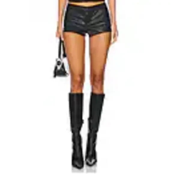 superdown Gianna Faux Leather Shorts in Black - Picture 4 of 5